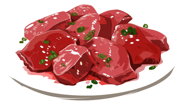 Prepared raw meat dish garnished with herbs on a plate png