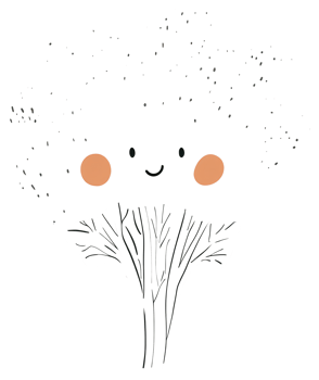 A cheerful cartoon tree with smiling face and simple design png