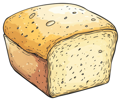 A freshly baked loaf of bread with a sliced end png