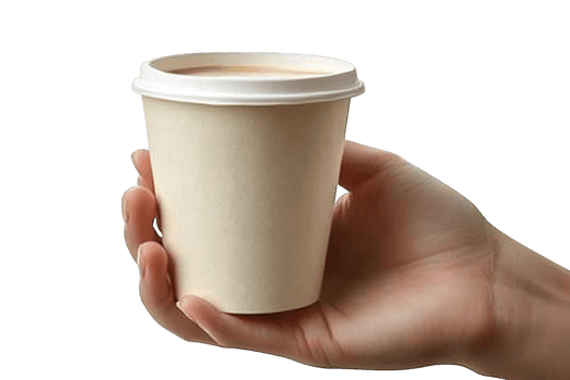 hand holding paper cup isolated on transparent background, png