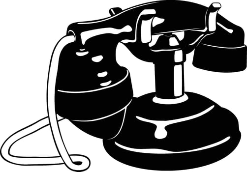 Antique Desk Phone Illustration in Black Style vector