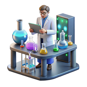 magnificent abstract A Lone Scientist Working in a Cluttered professional png