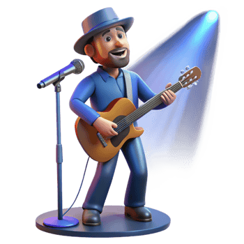 serene abstract Portrait of a Soulful Blues Musician With authentic png