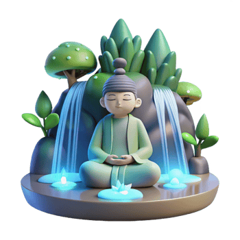 magnificent minimalist A Serene Forest Spirit Meditating Under premium png