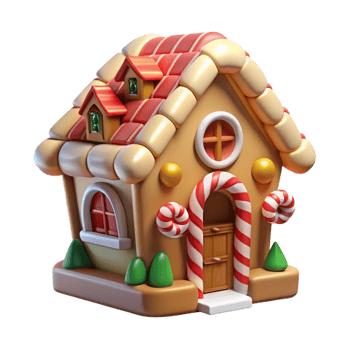 serene creative A Whimsical Gingerbread House Candy Cane D detailed png