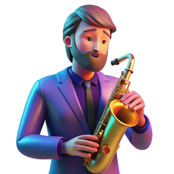 beautiful vintage Saxophonist Portrait Musical Instrument genuine png