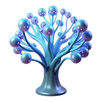 serene artistic A Bioluminescent Tree with Data Streams Fl high resolution png