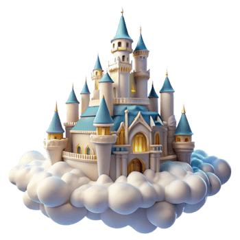 wonderful vintage A Majestic Castle Floating in the Clouds exclusive png
