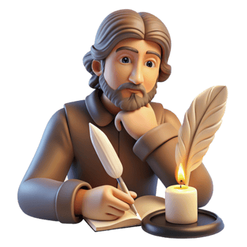 extraordinary abstract Portrait of a Writer with a Quill and Par exclusive png