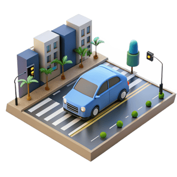 impressive abstract A Self Driving Car Navigating a Busy Int authentic png
