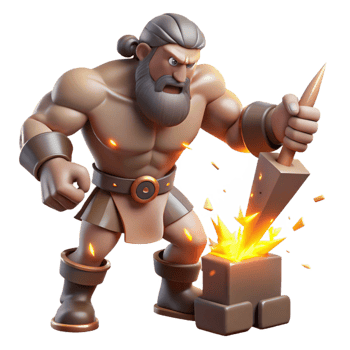 serene rustic A Powerful Cyclops Forging a Thunderbolt F professional png