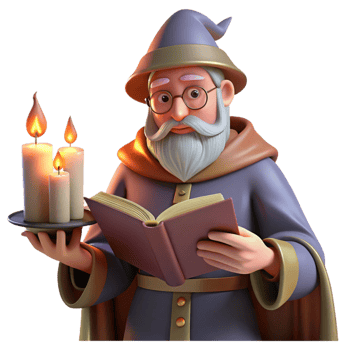 beautiful contemporary A Wise Old Wizard Reading a Spellbook in H genuine png