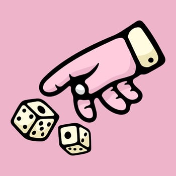 illustration cartoon hand play dice casino good for sticker vector