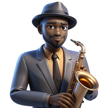 dramatic creative Portrait of a Soulful Musician with a Sax premium png