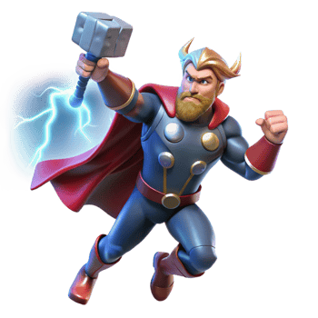 vibrant rustic A Powerful Thor Wielding Mjolnir Summoni png