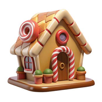 dramatic minimalist A Whimsical Gingerbread House Candy Cane original png