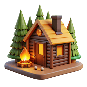 vibrant creative Cozy Cabin in the Woods at Night exclusive png