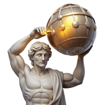 vibrant rustic Atlas Holding the Celestial Sphere detailed png