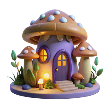 extraordinary traditional A Whimsical Mushroom House Glowing Fungi genuine png