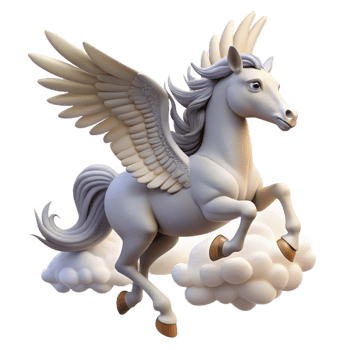 serene classic A Graceful Pegasus Flying Through the Clou professional png