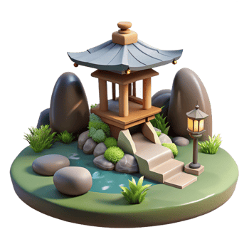 stunning minimalist A Traditional Japanese Garden with a Stone high resolution png