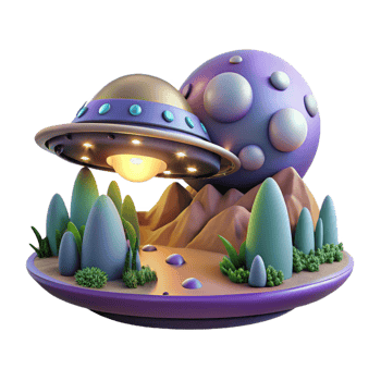 beautiful traditional A Spaceship Landing on a Lush Alien Plan professional png