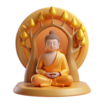 dramatic artistic Serene Buddha Meditating Under Bodhi Tree authentic png