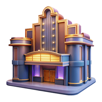 elegant artistic Art Deco Movie Palace Grand Facade detailed png