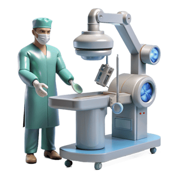 serene vintage Robotic Surgeon Performing Surgery high quality png