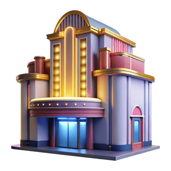 serene creative Art Deco Movie Palace Grand Facade high resolution png