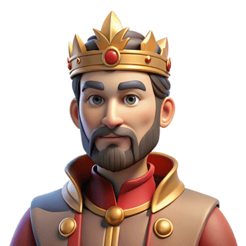 vibrant modern Portrait of a Regal King in a Crown Drama detailed png
