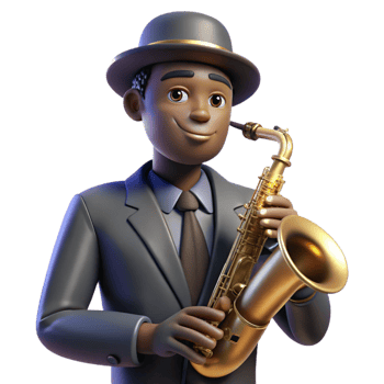 serene vintage Portrait of a Soulful Musician with a Sax authentic png