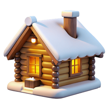 impressive vintage Snow-covered Log Cabin in Winter genuine png