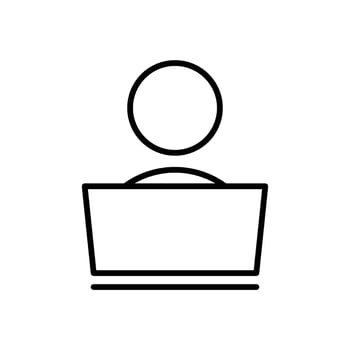 People with laptop. Business icon line vector