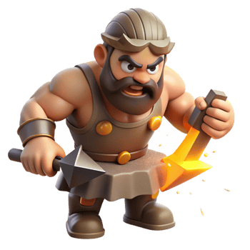 elegant artistic A Powerful Cyclops Forging a Thunderbolt F 4K png