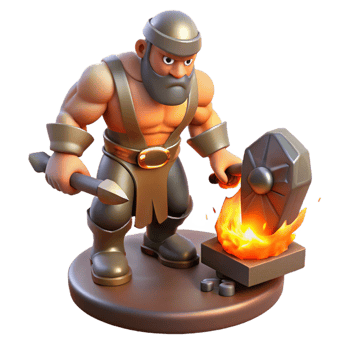 vibrant vintage Cyclops Forging a Weapon 4K png