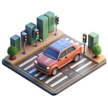 dramatic modern A Self Driving Car Navigating a Busy Inters high quality png