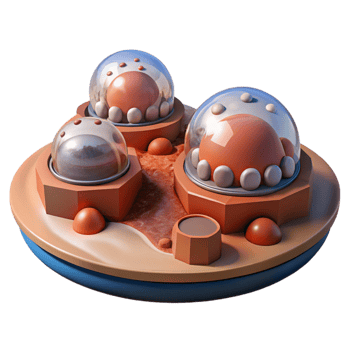 impressive contemporary Mars Colony Domed Habitats Red Martian high quality png