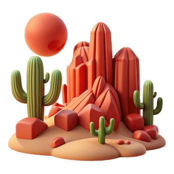 stunning vintage A Desert Landscape with Towering Cacti A detailed png