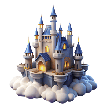 impressive vintage A Majestic Castle Floating in the Clouds authentic png