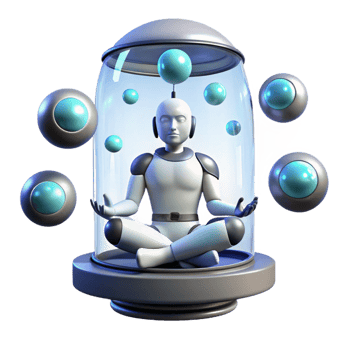 wonderful artistic A Lone Cyborg Meditating in a Zero Gravi high quality png