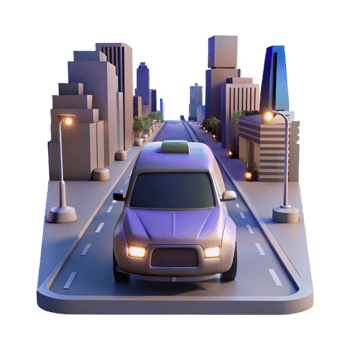 stunning creative A Self Driving Car Navigating a Busy City detailed png