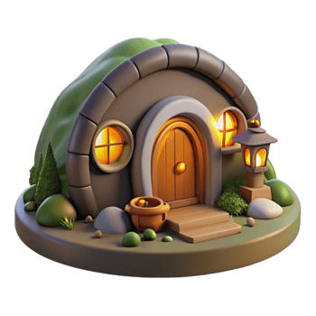 dramatic modern A Cozy Hobbit Hole Nestled Into a Hillsi professional png