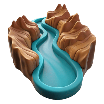 magnificent modern A Winding River Flowing Through a Canyon genuine png