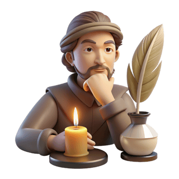 elegant contemporary Portrait of a Writer with a Quill and Par exclusive png