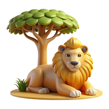 elegant artistic A Regal Lion Pride Resting Under the Sha high quality png