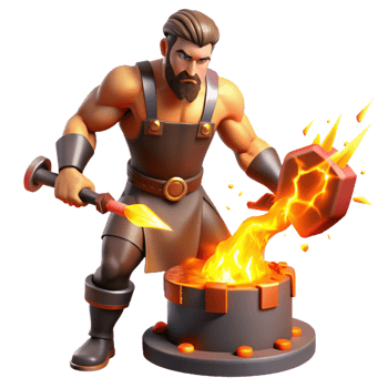 impressive creative Hephaestus Forging Lightning Bolts in Hi high resolution png
