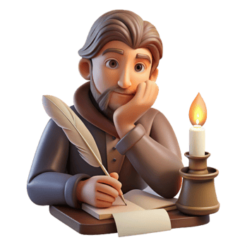 dramatic abstract Portrait of a Writer with a Quill and Par png