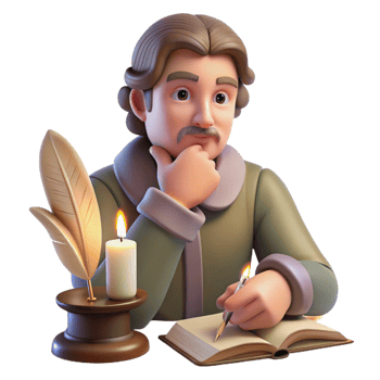 stunning abstract Portrait of a Writer with a Quill and Par authentic png