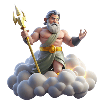 serene rustic Zeus Hurling a Thunderbolt from Mount Ol professional png